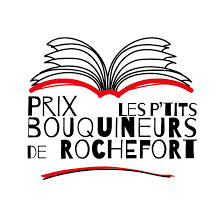 Logo des P'tits Bouquineurs (livre ouvert avec écrit en dessous "Prix les P'tits Bouquineurs de Rochefort")