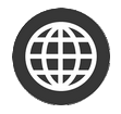 Logo internet blanc sur fond noir