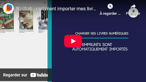 Vidéo Youtube : importer des livres numériques sur Baobab.