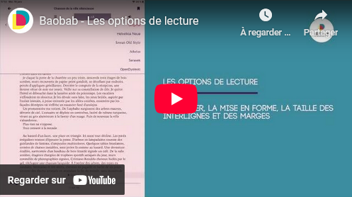 Vidéo Youtube : options de lecture sur Baobab.